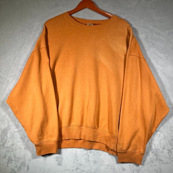 PINK Victoria's Secret Sweatshirt Womens XL Orange Peachy Oversized Pullover - Picture 1 of 12